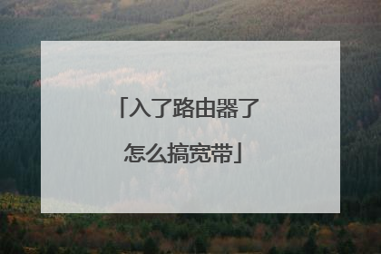 入了路由器了 怎么搞宽带