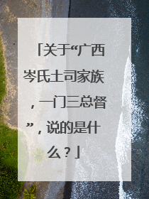 关于“广西岑氏土司家族,一门三总督”,说的是什么?