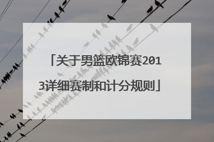 关于男篮欧锦赛2013详细赛制和计分规则