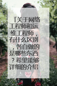 关于网络工程师和运维工程师,有什么区别,各自做的是哪些东西?希望能够详细的介绍一下,还有,他们各自