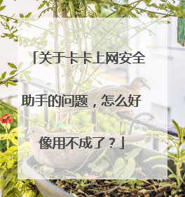 关于卡卡上网安全助手的问题,怎么好像用不成了?