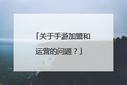 关于手游加盟和运营的问题?