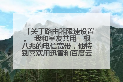 关于路由器限速设置。 我和室友共用一根八兆的电信宽带,他特别喜欢用迅雷和百度云下载电影,我一般就