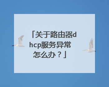 关于路由器dhcp服务异常怎么办？
