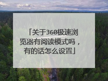 关于360极速浏览器有阅读模式吗，有的话怎么设置