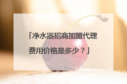 净水器招商加盟代理费用价格是多少？
