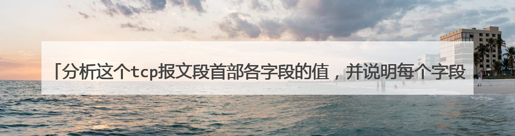 分析这个tcp报文段首部各字段的值,并说明每个字段表示什么含义 045 00 50 2e 7c 8