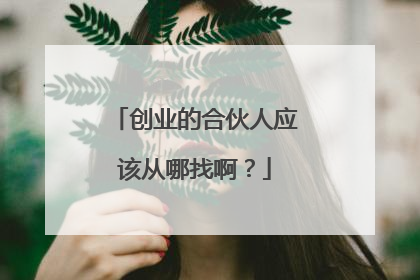 创业的合伙人应该从哪找啊?