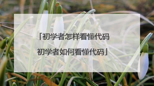初学者怎样看懂代码 初学者如何看懂代码