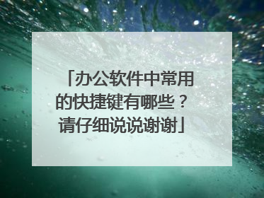 办公软件中常用的快捷键有哪些?请仔细说说谢谢