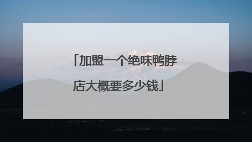 加盟一个绝味鸭脖店大概要多少钱