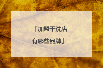 加盟干洗店有哪些品牌