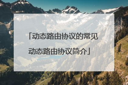 动态路由协议的常见动态路由协议简介