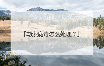 勒索病毒怎么处理?