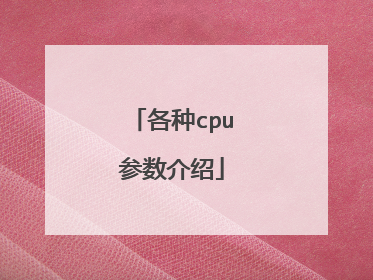 各种cpu参数介绍