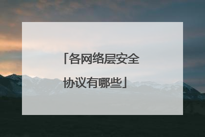 各网络层安全协议有哪些