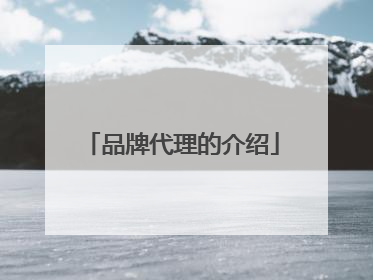 品牌代理的介绍