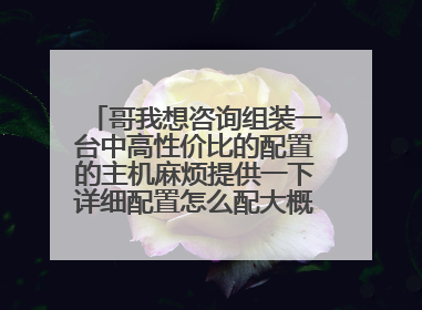 哥我想咨询组装一台中高性价比的配置的主机麻烦提供一下详细配置怎么配大概花多少钱?