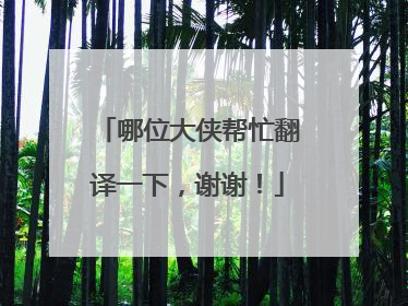 哪位大侠帮忙翻译一下,谢谢!