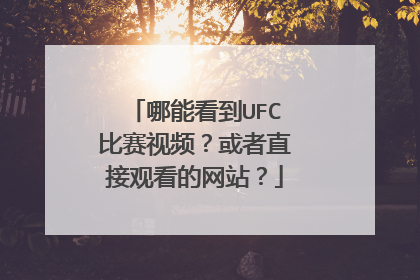 哪能看到UFC比赛视频？或者直接观看的网站？