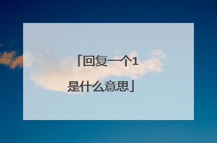 回复一个1是什么意思