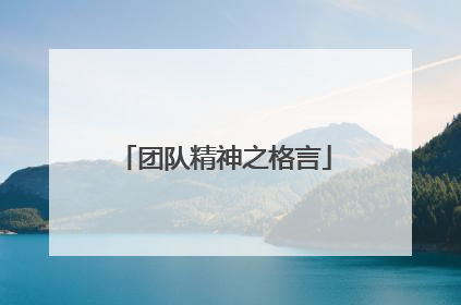 团队精神之格言