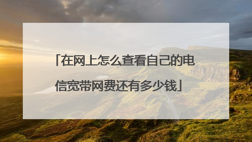 在网上怎么查看自己的电信宽带网费还有多少钱