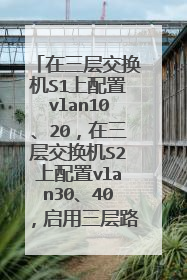 在三层交换机S1上配置vlan10、20,在三层交换机S2上配置vlan30、40,启用三层路由功能(启用RIPv2)