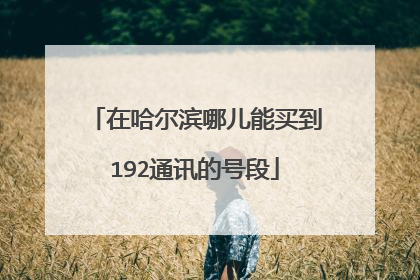 在哈尔滨哪儿能买到192通讯的号段