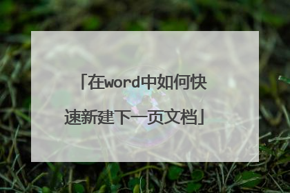 在word中如何快速新建下一页文档