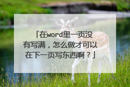 在word里一页没有写满,怎么做才可以在下一页写东西啊?