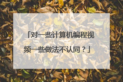对一些计算机编程视频一些做法不认同？