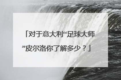 对于意大利“足球大师”皮尔洛你了解多少？