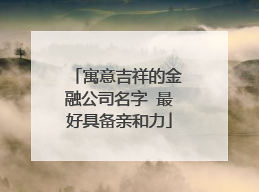 寓意吉祥的金融公司名字 最好具备亲和力