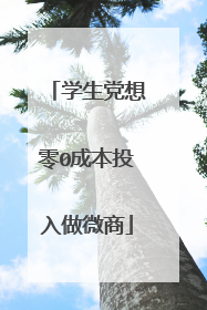 学生党想零0成本投入做微商