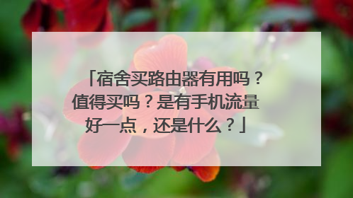 宿舍买路由器有用吗?值得买吗?是有手机流量好一点,还是什么?
