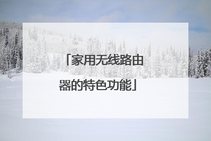 家用无线路由器的特色功能