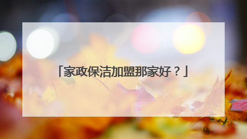 家政保洁加盟那家好？