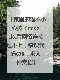 家里的猫不小心按了reset以后网络连接连不上，错误代码678，求大神支招