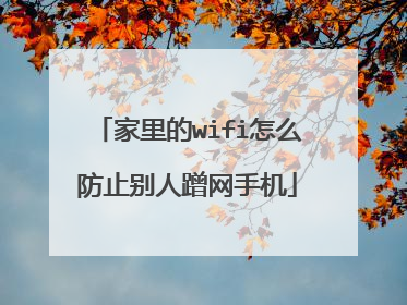 家里的wifi怎么防止别人蹭网手机