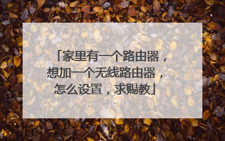 家里有一个路由器,想加一个无线路由器,怎么设置,求赐教