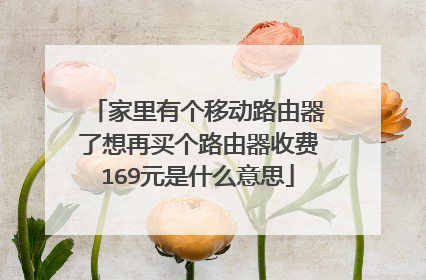 家里有个移动路由器了想再买个路由器收费169元是什么意思