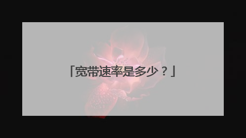 宽带速率是多少？