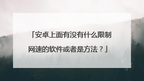 安卓上面有没有什么限制网速的软件或者是方法？