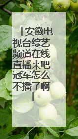 安徽电视台综艺频道在线直播来吧冠军怎么不播了啊