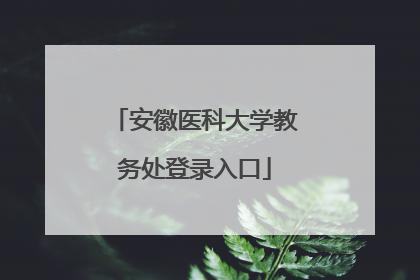 安徽医科大学教务处登录入口