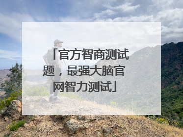 官方智商测试题，最强大脑官网智力测试