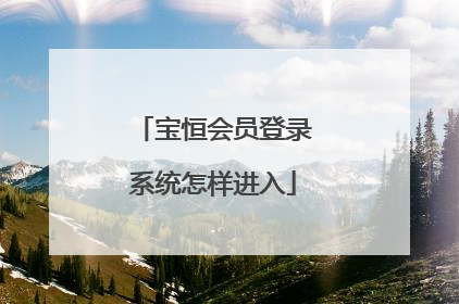 宝恒会员登录系统怎样进入