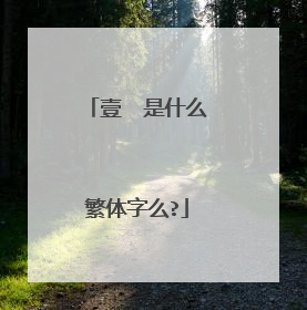 壹 是什么繁体字么?