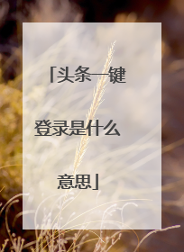 头条一键登录是什么意思